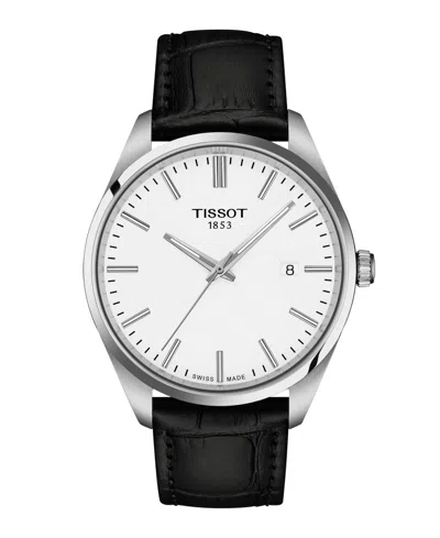 Tissot Men's Black Leather Bracelet Watch, 40mm