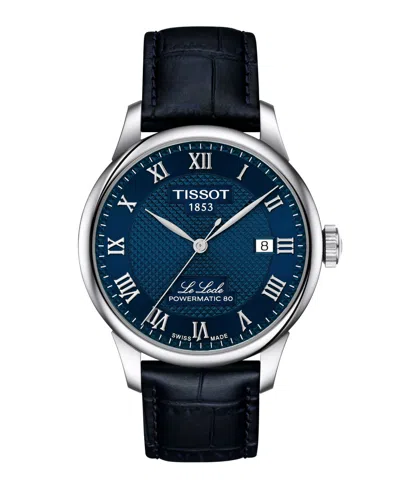 Tissot Men's Blue Leather Bracelet Watch, 39.30mm