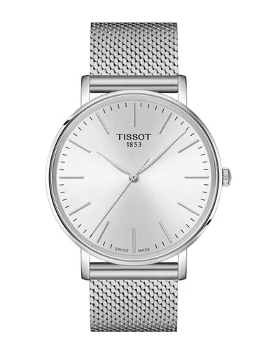 Tissot Men's Swiss Everytime Stainless Steel Mesh Bracelet Watch 40mm In Grey