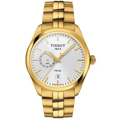 Pre-owned Tissot Men's Pr-100 Dual Time Silver Dial Watch - T1014523303100