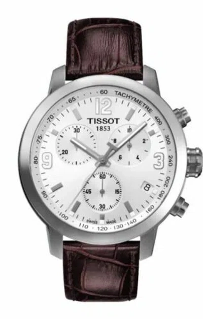 Pre-owned Tissot Men's Prc 200 White Dial Brown Leather Strap Watch T055.417.16.017.01