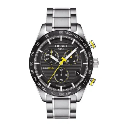 Pre-owned Tissot Men's Prs 516 Chrono Black Dial Stainless Steel Watch T100.417.11.051.00