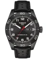 Tissot Men's Prs 516 Powermatic 80 Automatic Black Leather Strap Watch 42mm In Black