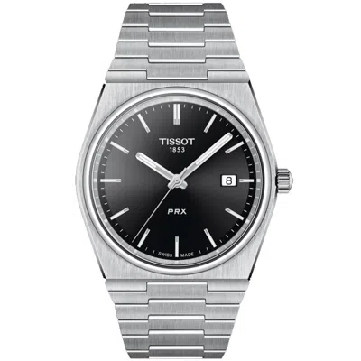 Tissot Men's Swiss Prx Stainless Steel Bracelet Watch 40mm In Black