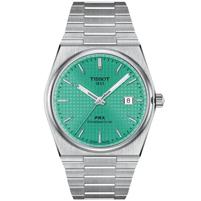 TISSOT MEN'S PRX POWERMATIC 80 LIGHT GREEN DIAL WATCH