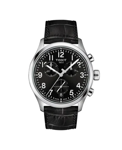Tissot Men's Round Silver Stainless Steel Watch 42mm In Black