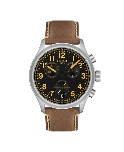 Tissot Men's Round Silver Stainless Steel Watch 42mm In Brown