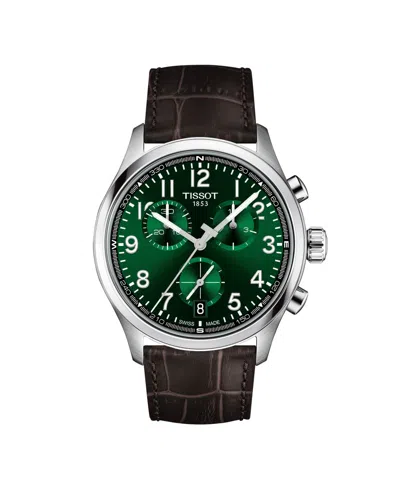 Tissot Men's Round Silver Stainless Steel Watch 42mm In Brown