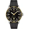 Tissot Men's Swiss Seastar 1000 Black Rubber Strap Watch 40mm In Black