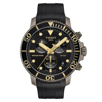 Pre-owned Tissot Men's Seastar Chronograph Black Rubber Watch T1204173705101 (warranty)