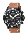 Tissot Men's Seastar Black Dial Watch In Brown