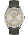 Tissot Men's Swiss Automatic Chemin Des Tourelles Powermatic 80 Green Leather Strap Watch 42mm In No Color