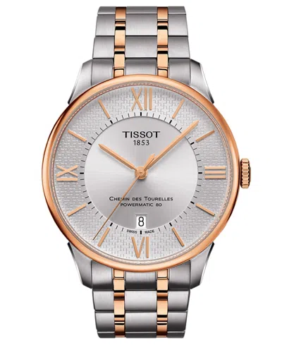 TISSOT MEN'S SWISS AUTOMATIC CHEMIN DES TOURELLES POWERMATIC 80 HELVETIC PRIDE TWO-TONE STAINLESS STEEL BRA