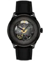 Tissot Men's Swiss Automatic Chemin Des Tourelles Skeleton Black Leather Strap Watch 40mm In No Color