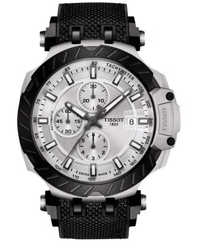 Tissot Men's Swiss Automatic Chronograph T-race Black Rubber Strap Watch 48.8mm