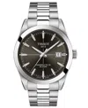 Tissot Men's Swiss Automatic Gentleman Powermatic 80 Silicium Stainless Steel Bracelet Watch 40mm In Anthracite