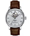 Tissot Men's Swiss Automatic Le Locle Powermatic 80 Open Heart Brown Leather Strap Watch 39mm In Brown