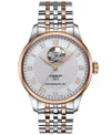 Tissot Men's Swiss Automatic Le Locle Powermatic 80 Open Heart Two Tone Stainless Steel Bracelet Watch 39mm In Grey,rose Gold