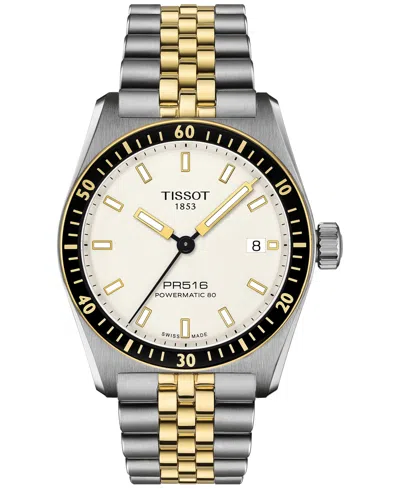 Tissot Men's Swiss Automatic Pr516 Powermatic 80 Two-tone Stainless Steel Bracelet Watch 38mm In No Color