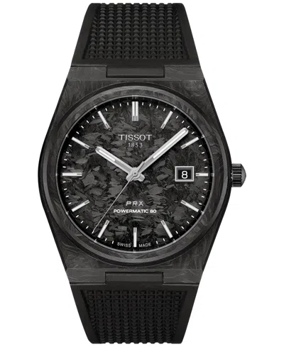 Tissot Men's Swiss Automatic Prx Powermatic 80 Black Rubber Strap Watch 40mm