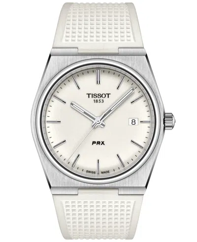 Tissot Men's Swiss Automatic Prx White Rubber Strap Watch 40mm In No Color