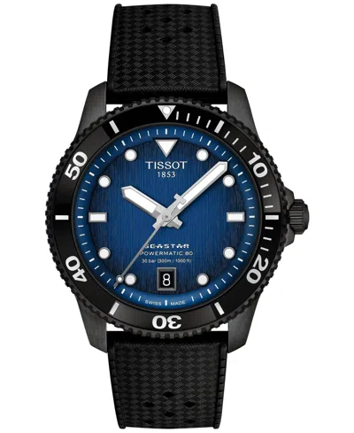 TISSOT MEN'S SWISS AUTOMATIC SEASTAR 1000 POWERMATIC 80 BLACK SYNTHETIC STRAP WATCH 40MM