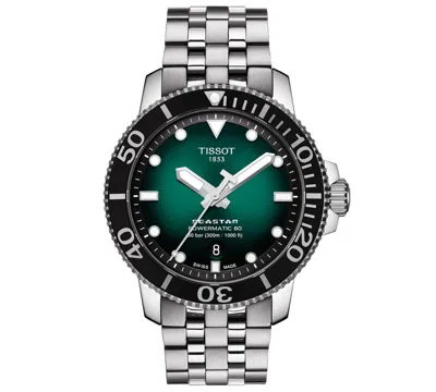 Tissot Men's Swiss Chronograph Seastar 1000 Stainless Steel Mesh Bracelet Watch 45.5mm In Green Gradient