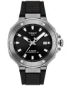 Tissot Men's Swiss Automatic T-race Powermatic 80 Black Silicone Strap Watch 41mm In No Color