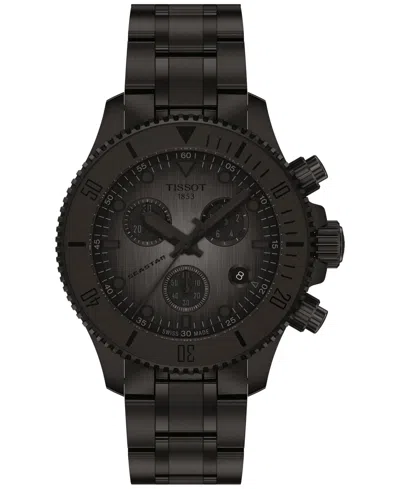 Tissot Men's Swiss Chronograph Seastar 1000 Black-tone Stainless Steel Bracelet Watch 38mm