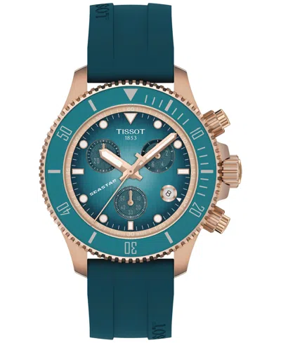 Tissot Men's Swiss Chronograph Seastar 1000 Blue Rubber Strap Watch 38mm