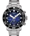 Tissot Men's Swiss Chronograph Seastar 1000 Gray Stainless Steel Bracelet Diver Watch 45.5mm In Silver