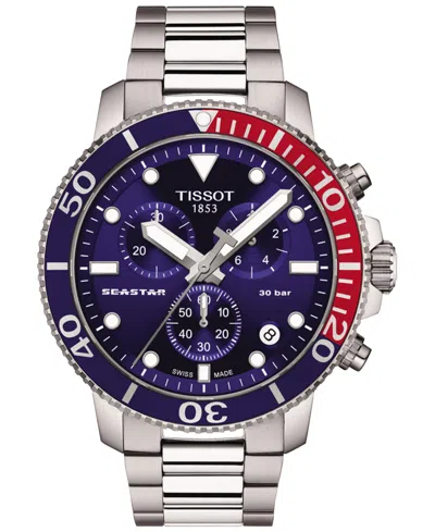 Tissot Men's Swiss Chronograph Seastar 1000 Stainless Steel Bracelet Watch 46mm In Blue