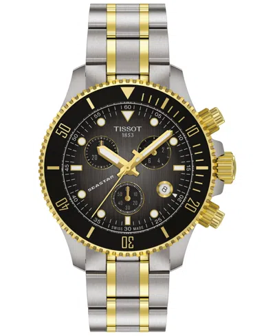 Tissot Men's Swiss Chronograph Seastar 1000 Two-tone Stainless Steel Bracelet Watch 38mm In Gray