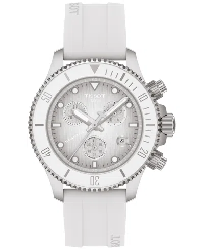 Tissot Men's Swiss Chronograph Seastar 1000 White Rubber Strap Watch 38mm