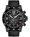 Tissot Men's Swiss Chronograph Supersport Nba Special Edition Black Leather Strap Watch 45mm In Black