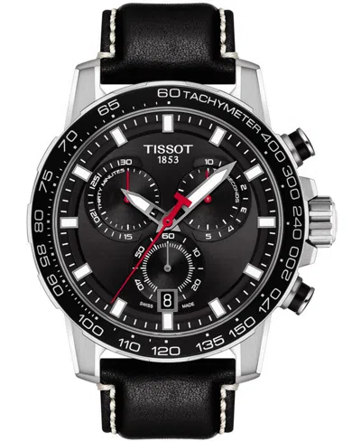 Tissot Men's Swiss Chronograph Supersport T-sport Black Leather Strap Watch 46mm