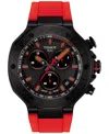 Tissot T-race Chronograph Grey Dial Rubber Strap Men's Watch T141.417.37.061.01 In Red