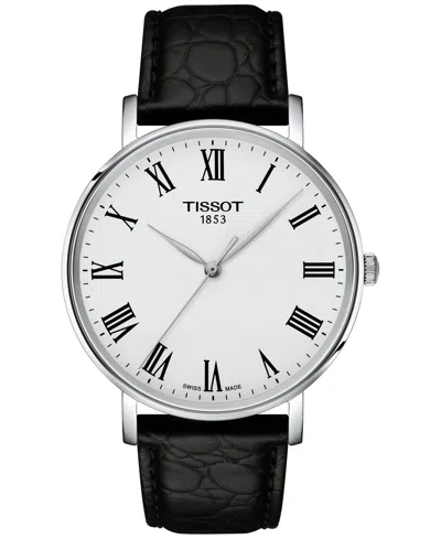 Tissot Men's Swiss Everytime Black Leather Strap Watch 40mm In No Color