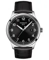 Tissot Men's Swiss Gent Xl Black Leather Strap Watch 42mm In Black
