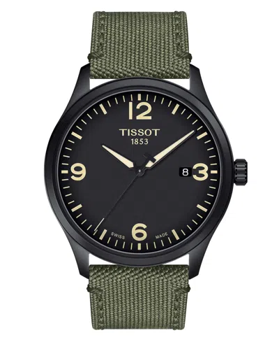 Tissot Men's Swiss Gent Xl Green Fabric Strap Watch 42mm In No Color