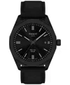 Tissot Men's Swiss Prc 100 Solar Quartz Black Leather Strap Watch 39mm In Leath.,black 20,18