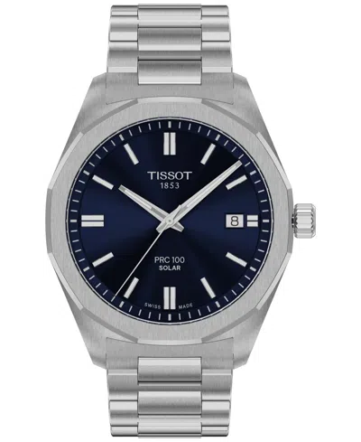 Tissot Men's Swiss Prc 100 Solar Quartz Stainless Steel Bracelet Watch 39mm In Bracelet,steel