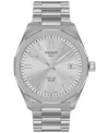 Tissot Men's Swiss Prc 100 Solar Quartz Stainless Steel Bracelet Watch 39mm In Bracelet,steel