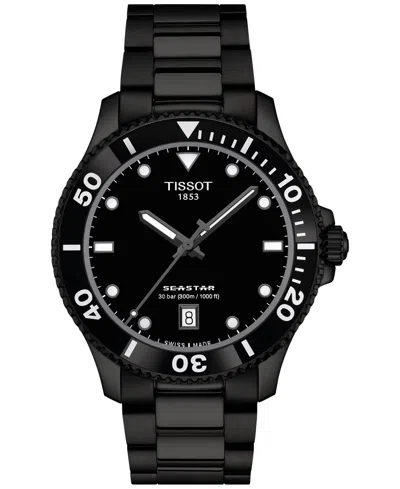 Tissot Men's Swiss Seastar 1000 Black Pvd Stainless Steel Bracelet Watch 40mm