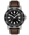 Tissot Men's Swiss Supersport Brown Leather Strap Watch 44mm In Black