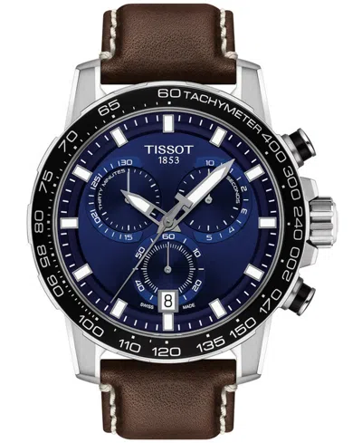 Tissot Men's Swiss T-sport Supersport Chrono Brown Leather Strap Watch 46mm