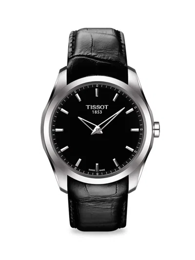 Tissot Men's T Classic Couturier 39mm Stainless Steel & Leather Strap Watch In Black