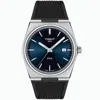 Tissot Men's Swiss Prx Black Rubber Strap Watch 40mm In Blue