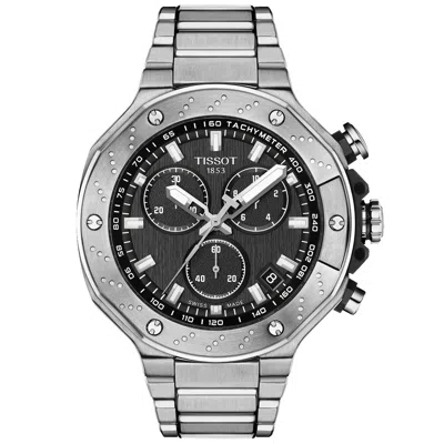 Tissot Men's T-race Chronograph Black Dial Watch In Metallic
