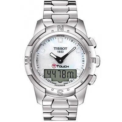 Pre-owned Tissot Men's T-touch Mother Of Pearl Dial Watch - T0472204411600